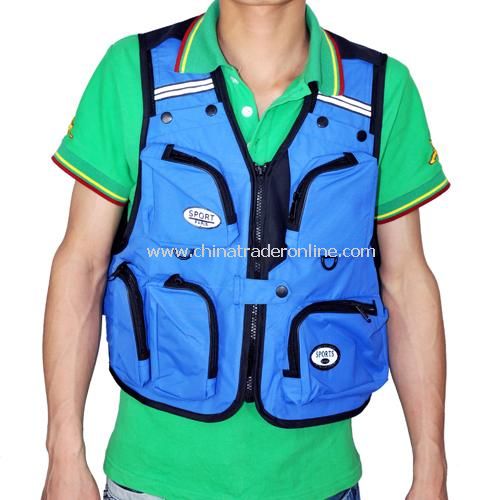 Outdoor hiking fishing photography vest multipocket vest - blue (L number) from China