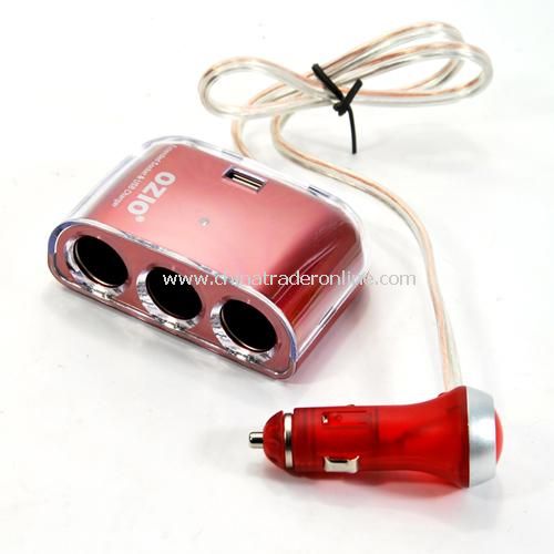 Car cigarette lighter 3 +1 splitter random color