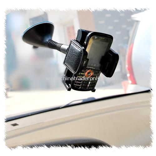 Leather rotating suction cup car mobile phone holder / navigator frame