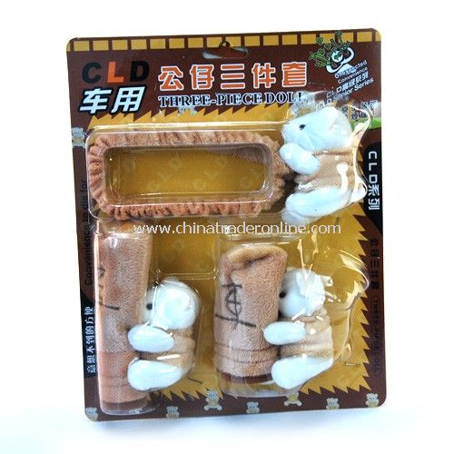 Triple cute doll plush automotive interior protection