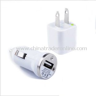 Mini Car Charger USB Synchronization Cable Home USB AC Charger Adapter for iPod iPhone 3G 3GS 4G from China