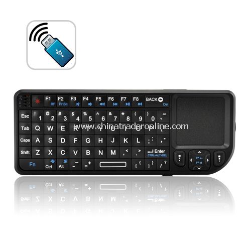 2.4G Wireless Mini Keyboard with Touchpad + Laser Pointer from China