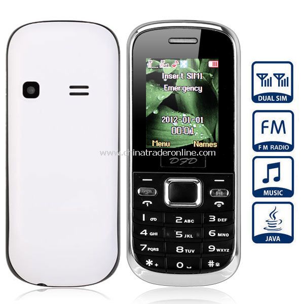 Quad Band Dual SIM Cell Phone with Bluetooth FM Flashlight (White) from China