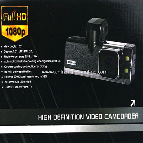 1.5 LCD 1080P HD Car DVR Drive Recorder Vehicle Video Camcorder with LED Lamp from China