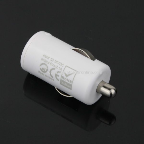 USB Car Charger for IPAD IPHONE IPOD Mobile Phone White