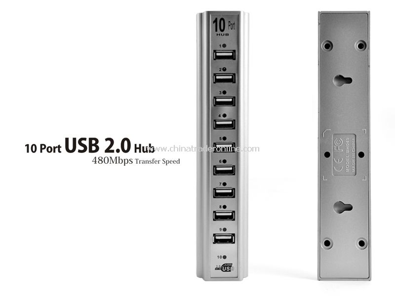 10 Port USB 2.0 Hub - 480Mbps Transfer Speed from China