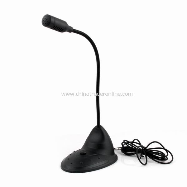 PC 3.5mm Plug Button Switch Desktop Microphone with Flexible Neck Black