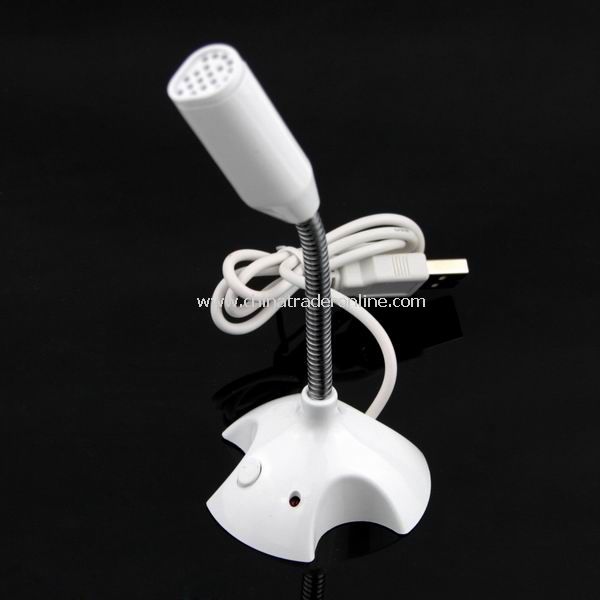 USB Desktop Mini Studio Speech Mic Microphone w/Stand White from China