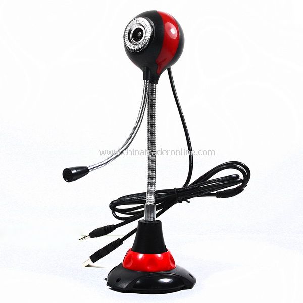 5.0 MP Camera Round Shaped PC Webcam w/ Mic Red