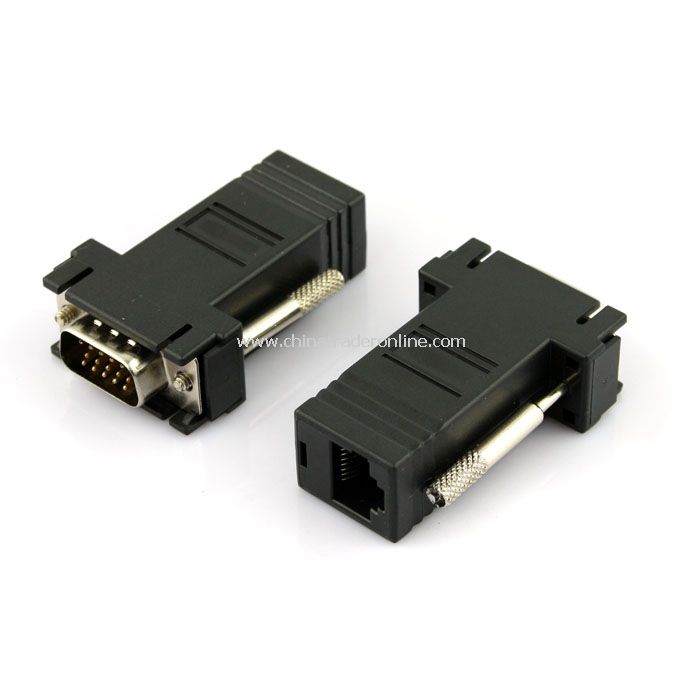 2pcs VGA Extender Male to LAN CAT5 CAT5e RJ45 Female Adapter from China