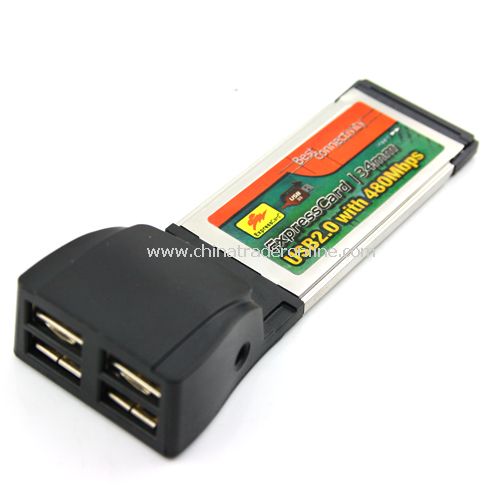 4-Port USB 2.0 Express Card Adapter for Laptop