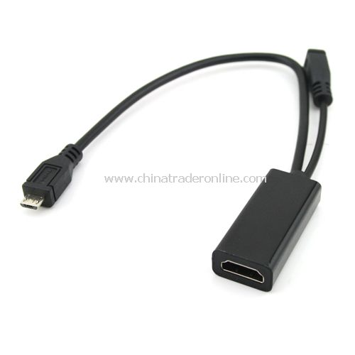 MHL Micro USB to HDMI for Galaxy Samsung S2 i9100 HTC EVO 3D Flyer G14 -Black from China