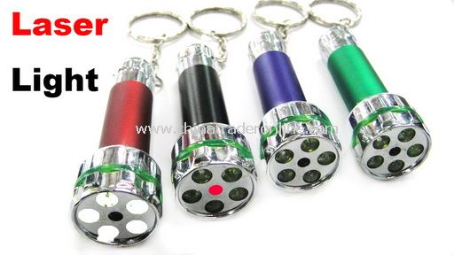 Laser+6 LED Mini Flashlight Keychain Can Print Logo Super Light from China