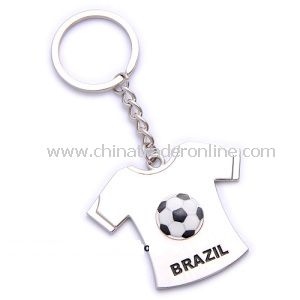 Promotion T-Shirt Shape Brazil Football Metal Keychain from China