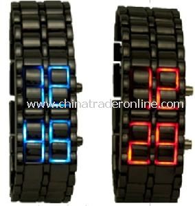 Iron Faceless Red / Blue Binary LED Wrist Watch