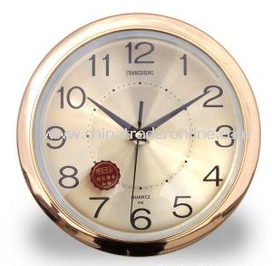 Gold Plating Round Wall Clocks, Decorative Wooden/Glass Quartz Clock, Eco-Friendly, Customers Design Welcome