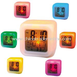 Color Changing Gadget Square LCD LED Alarm Clock