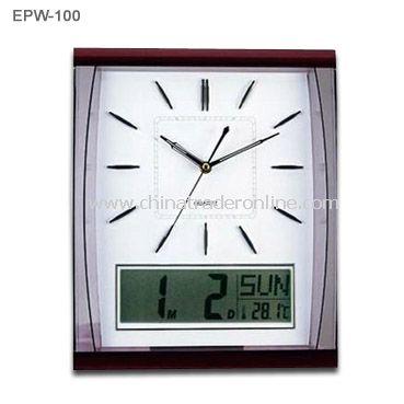 Quartz Wall Clock with LCD Calendar from China