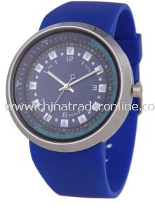 Fashion Steel Case Men Watch with Blue Silicone Band from China