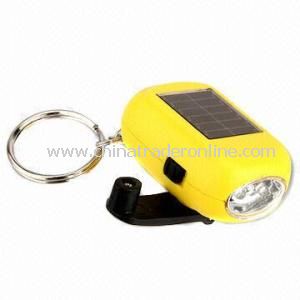 Plastic Solar Keychain, Made of Plastic, Environment-Friendly, OEM Order Are Accepted