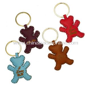 Custom Little Bear PU Leather Keychain from China