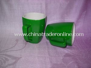 Custom/Specialized Square Shape Green Glazed Ceramic/Stoneware Premium Coffee/Tea Mug/Cup