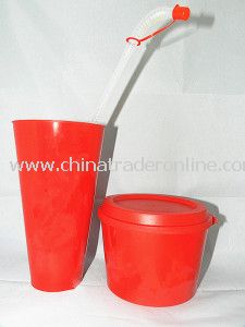 Plastic Popcorn Pail and Straw Cup