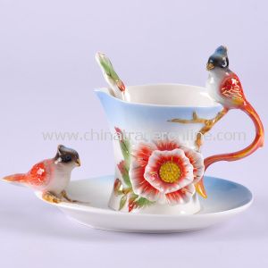 Buckeye Bird Franz Porcelain Cup with Gift from China