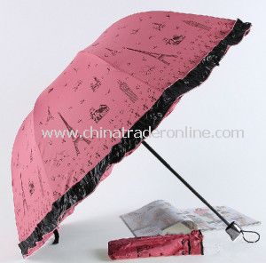 2014 The Eiffel Tower Design UV Protection Umbrella, Beach Umbrella, Three Folding Sun-Rain Umbrella