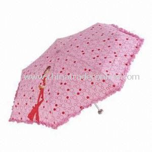 Folding Umbrella with Aluminum Shaft, Made of Nylon or Polyester Materials, OEM Order Are Accepted