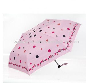 Pink Beautiful Girls Ultralight Parasol 3 Folding Umbrella