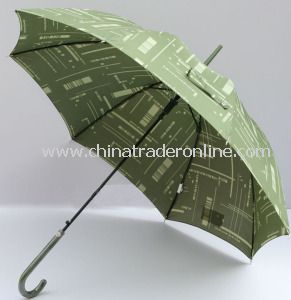 Green Color Automatic Polyester Waterproof Outdoor Straight Umbrella