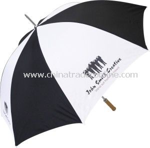 Black and White Windproof Straight Advertising Golf Umbrella