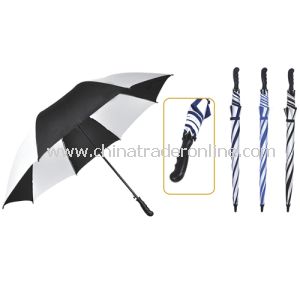 Automatic Open Windproof Black and White Golf Umbrella