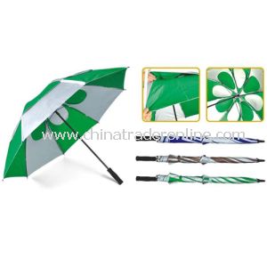 Green and Silver Vented Double Canopy Golf Umbrella