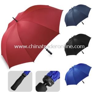 Manual Open Double Fluted Ribs Red Golf Umbrella from China