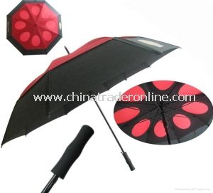 Top Quality Automatic Fiberglass Double Windproof Golf Umbrella from China