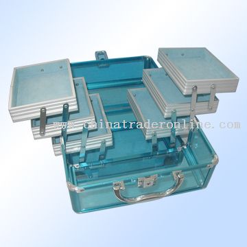blue transparent acrylic cosmetic bag