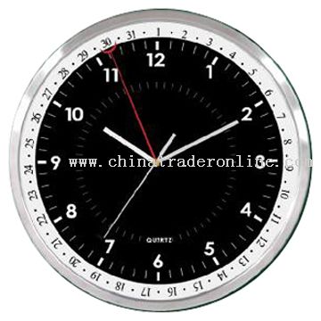Metal Wall Clock W/Calendar
