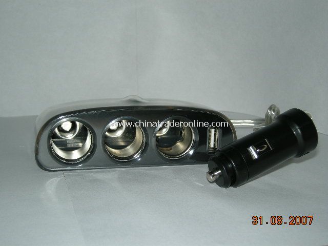3 Way USB Car Cigarette Lighter Charger Socket Adapter