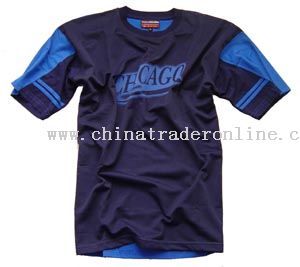100% polyester silk front and 100%cotton back t-shirt