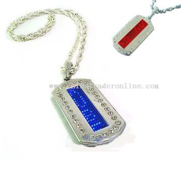 Heart Style RED LED Dog Tag Chain With Rhin