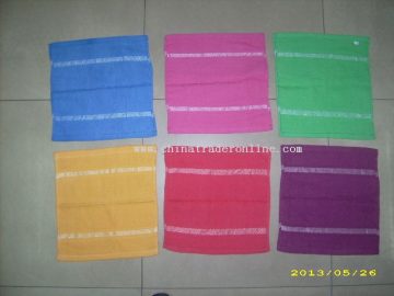 Terry hand towel with satin board