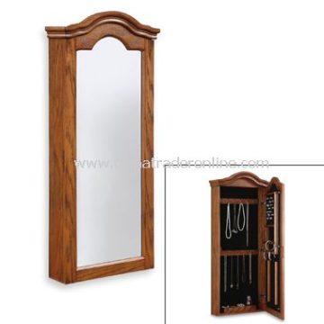 Wall Mountable Antique Oak Finish Jewelry Armoire
