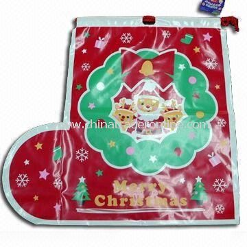 Christmas Bag with Handle Cord, Made of PE