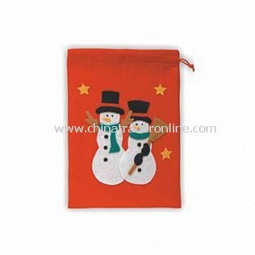 Christmas Bag with Snowman Decoration, Made of Non-woven Fabric
