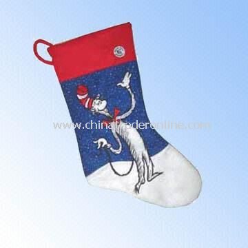 Polyester Felt Stocking in Festival Colors and Designs for Christmas Decoration