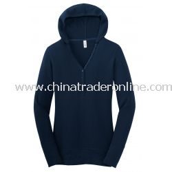 District Threads Junior Ladies Long Sleeve Thermal Henley Hoodie