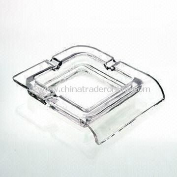 Glass Ashtray with Brand for Promotional Item, Measuring 12.4 x 14.2 x 2.6cm
