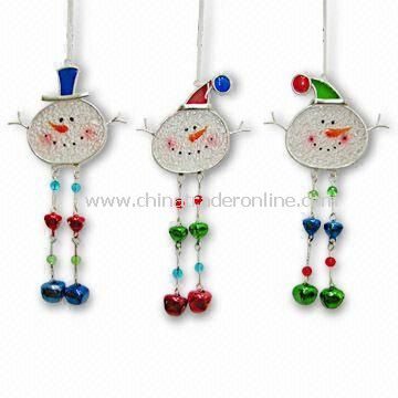 Glass Christmas Snowman Ornament, OEM Orders Welcome
